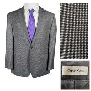 Calvin Klein Sport Coat 44R Silk & Wool Nailhead Micro Dot Pattern Weave